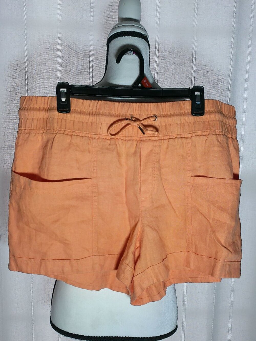 ATHLETA Shorts w/Pockets Pull-On w/Drawstring 100% Linen Peach NWT 16